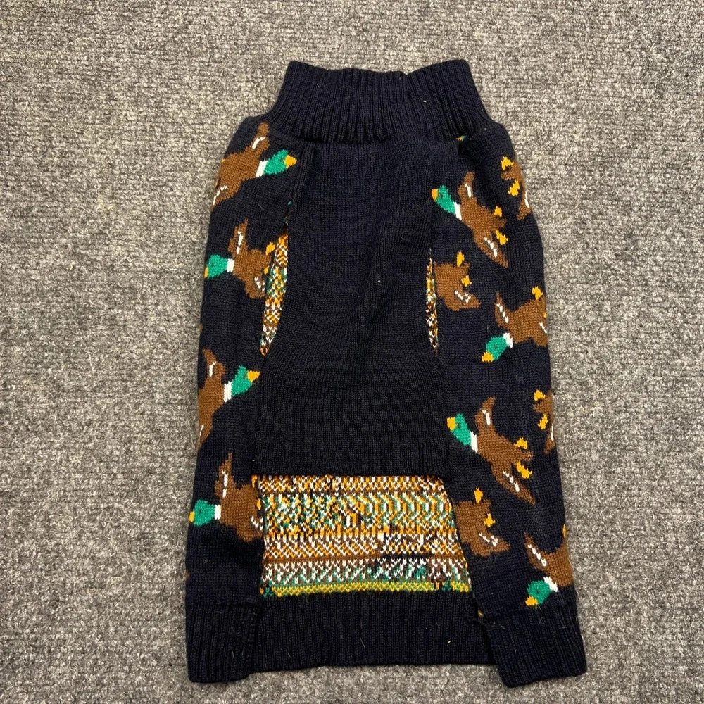 Retriever Mallard Duck Knit Dog Sweater Navy Blue Size Medium Pet Clothes